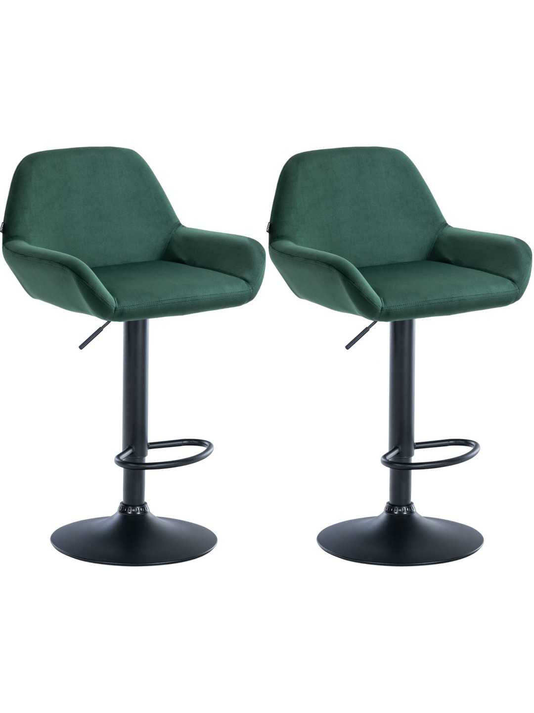 Conjunto de 2 bancos altos em veludo Braga, verde escuro