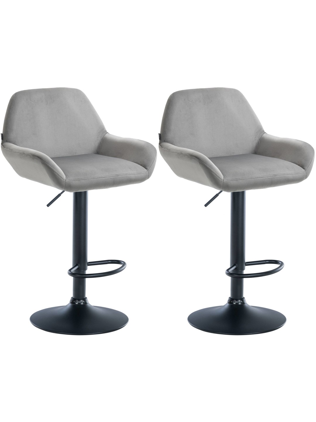 Conjunto de 2 bancos altos veludo braga, cinza