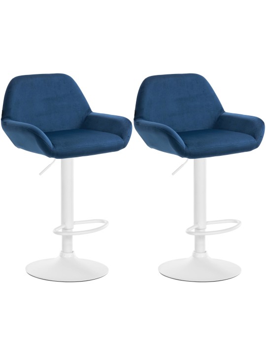 Conjunto de 2 bancos altos veludo braga, azul