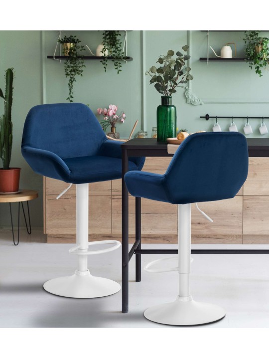 Conjunto de 2 bancos altos veludo braga, azul