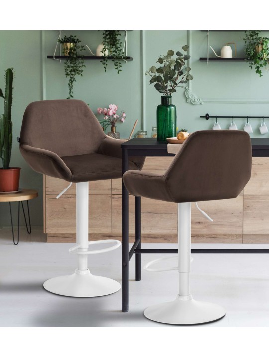 Conjunto de 2 bancos altos veludo braga, castanho