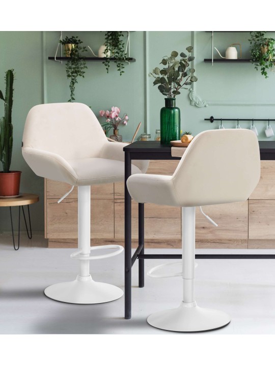 Conjunto de 2 bancos altos veludo braga, creme