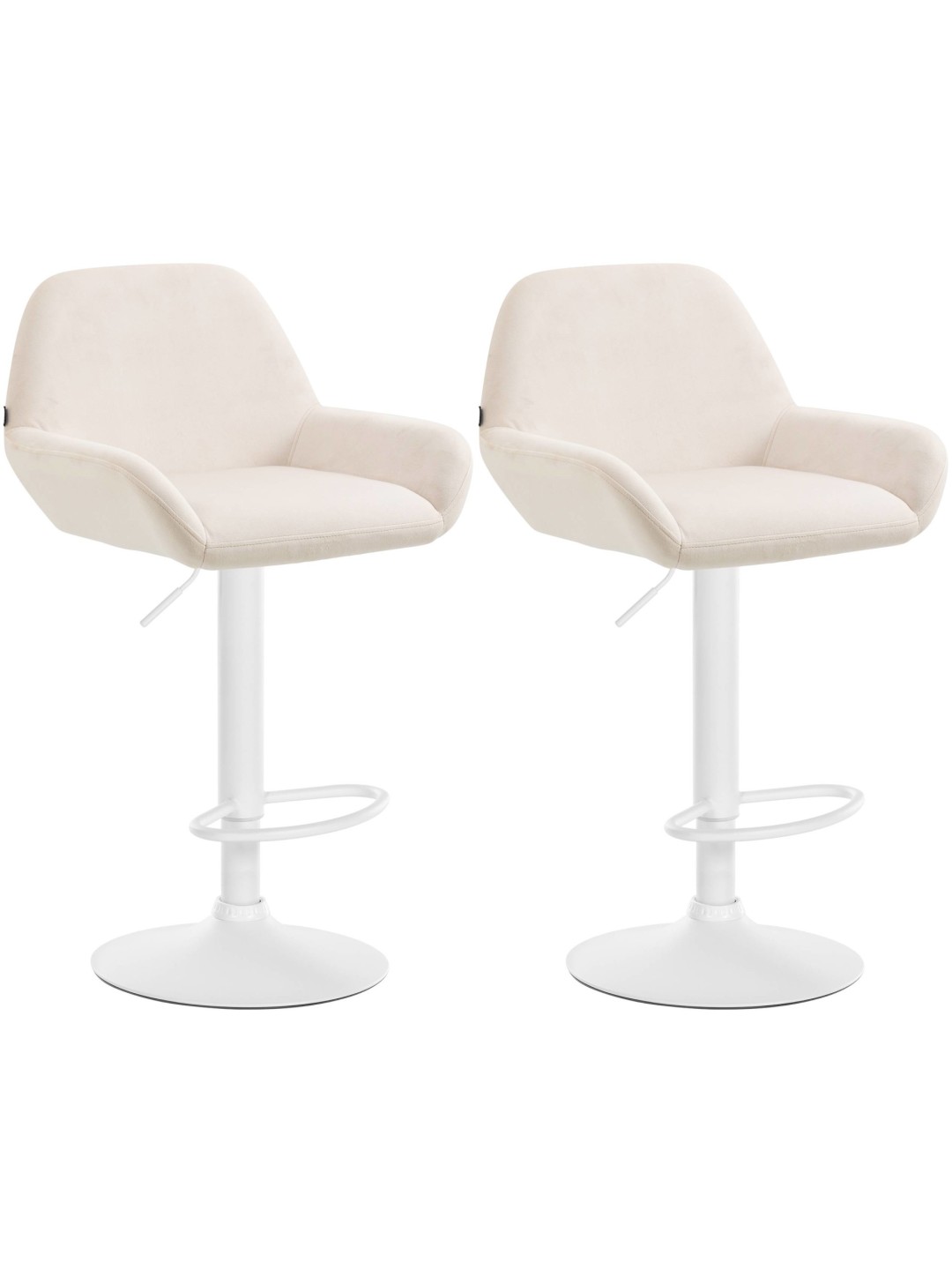 Conjunto de 2 bancos altos veludo braga, creme