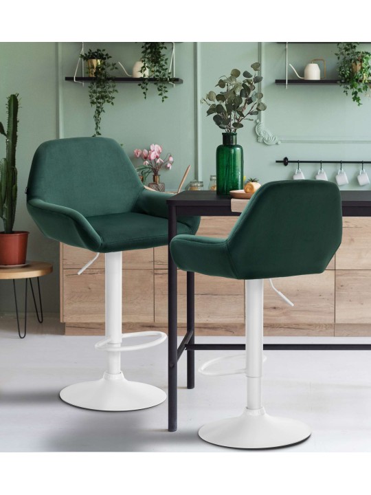 Conjunto de 2 bancos altos veludo braga, verde escuro