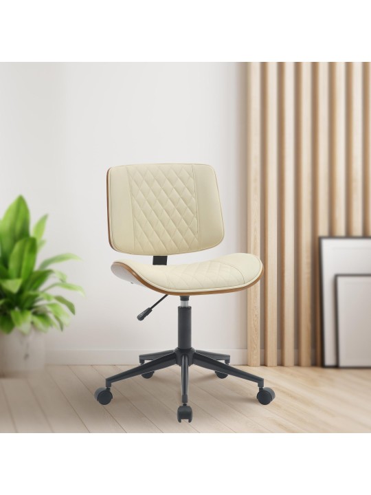 Cadeira de escritório Plover pele sintética, nogueira/creme