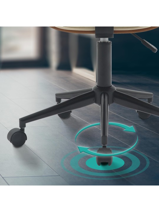 Cadeira de escritório Plover pele sintética, nogueira/creme