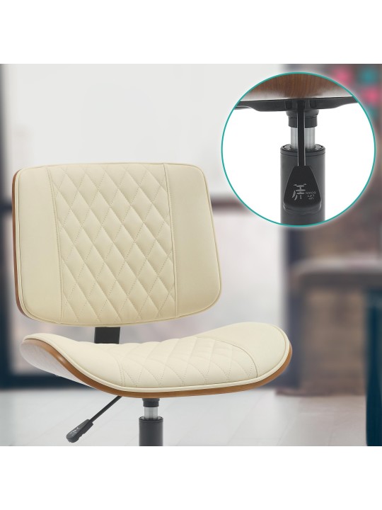 Cadeira de escritório Plover pele sintética, nogueira/creme