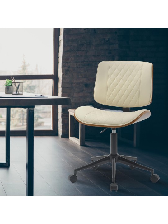 Cadeira de escritório Plover pele sintética, nogueira/creme