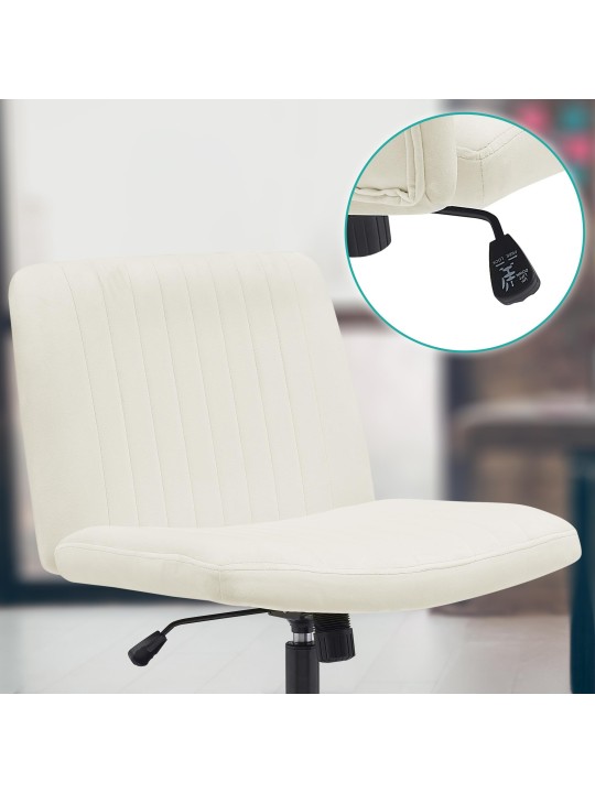 Cadeira de escritório de veludo Kingman, creme