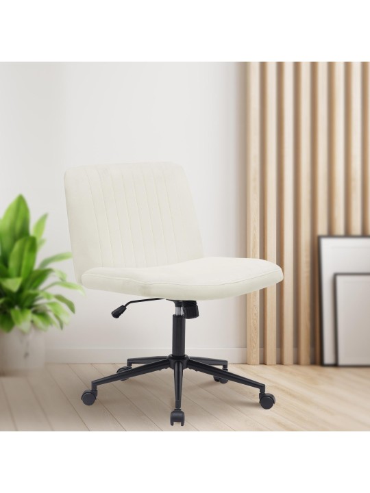 Cadeira de escritório de veludo Kingman, creme