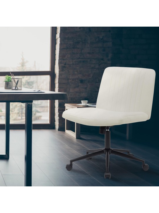 Cadeira de escritório de veludo Kingman, creme