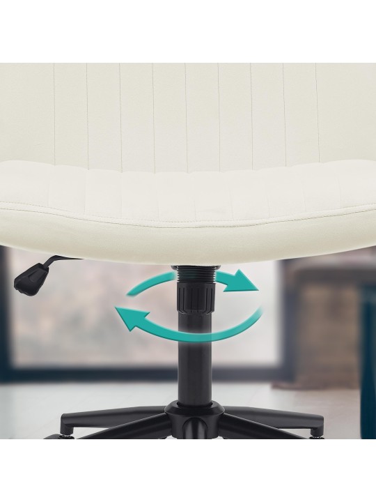 Cadeira de escritório de veludo Kingman, creme