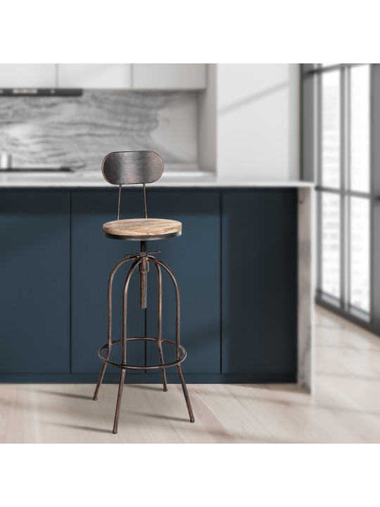 Banqueta alta Pino, madeira, bronze