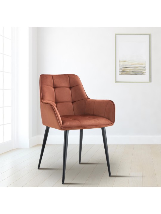 Cadeira de jantar de veludo Ferndale, castanho