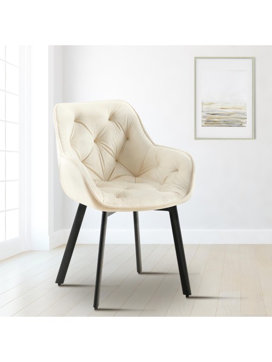 Cadeira da sala de jantar Antigo veludo, creme