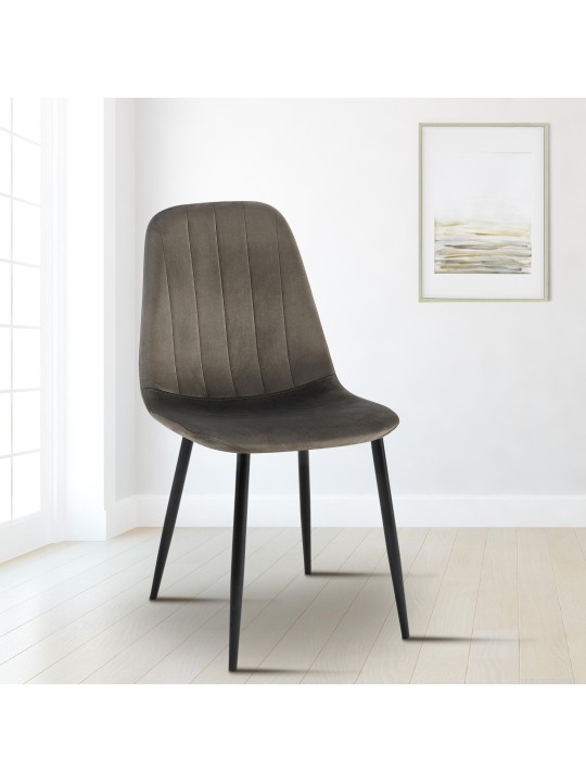 Conjunto de 4 cadeiras de jantar em veludo Baxter, antracite