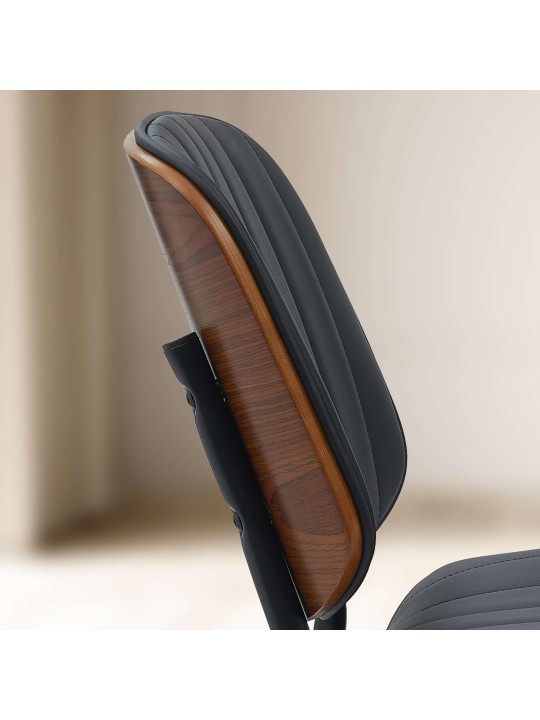 Cadeira para visitantes Tiffin em couro sintético, nogueira/preto