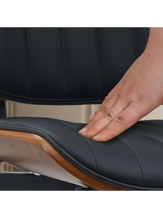 Cadeira para visitantes Tiffin em couro sintético, nogueira/preto