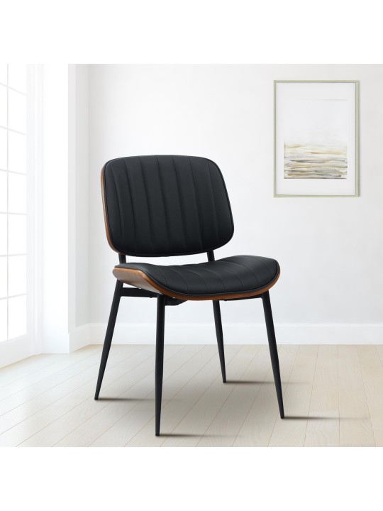 Cadeira para visitantes Tiffin em couro sintético, nogueira/preto