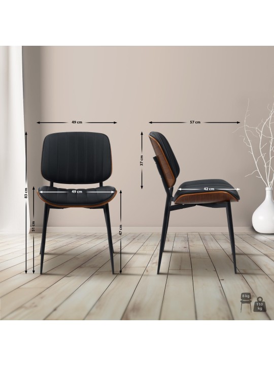 Cadeira para visitantes Tiffin em couro sintético, nogueira/preto
