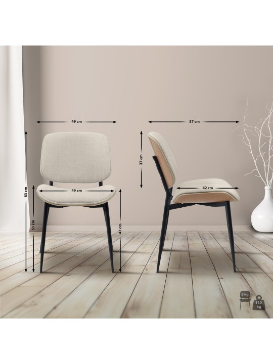 Cadeira para visitantes em tecido Tiffin, natural/creme