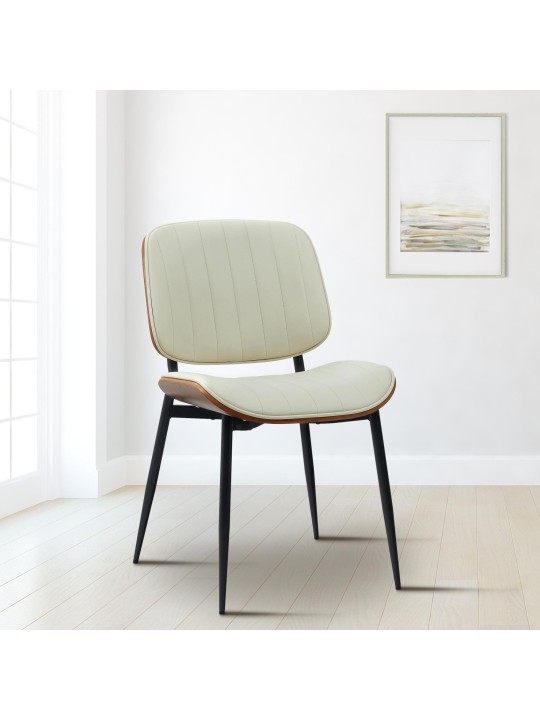 Cadeira para visitantes Tiffin em couro sintético, nogueira/creme