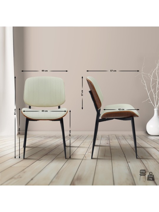 Cadeira para visitantes Tiffin em couro sintético, nogueira/creme