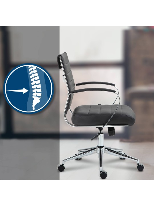 Cadeira de escritório Oakland couro verdadeiro, preto