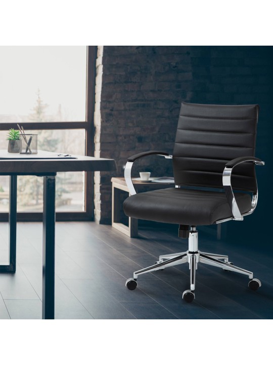 Cadeira de escritório Oakland couro verdadeiro, preto