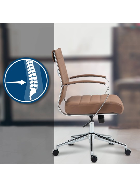 Cadeira de escritório Oakland couro verdadeiro, castanho claro