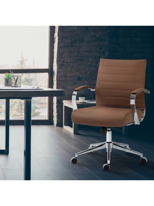 Cadeira de escritório Oakland couro verdadeiro, castanho claro