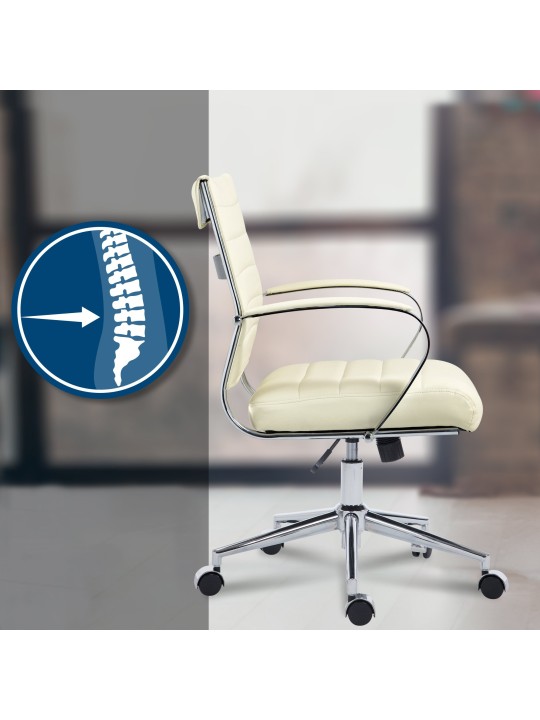 Cadeira de escritório em pele sintética Oakland, creme