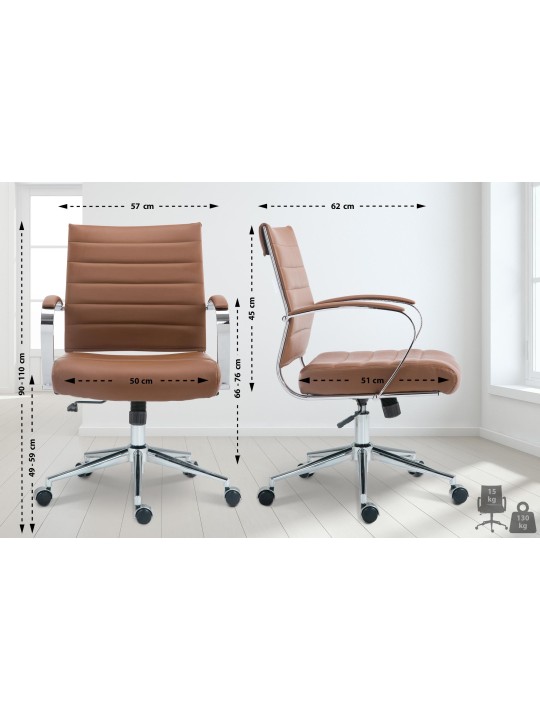 Cadeira de escritório em pele sintética Oakland, castanho claro