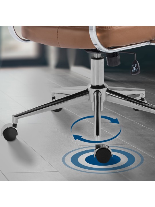 Cadeira de escritório em pele sintética Oakland, castanho claro