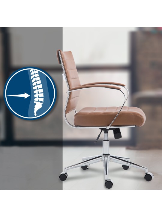 Cadeira de escritório em pele sintética Oakland, castanho claro