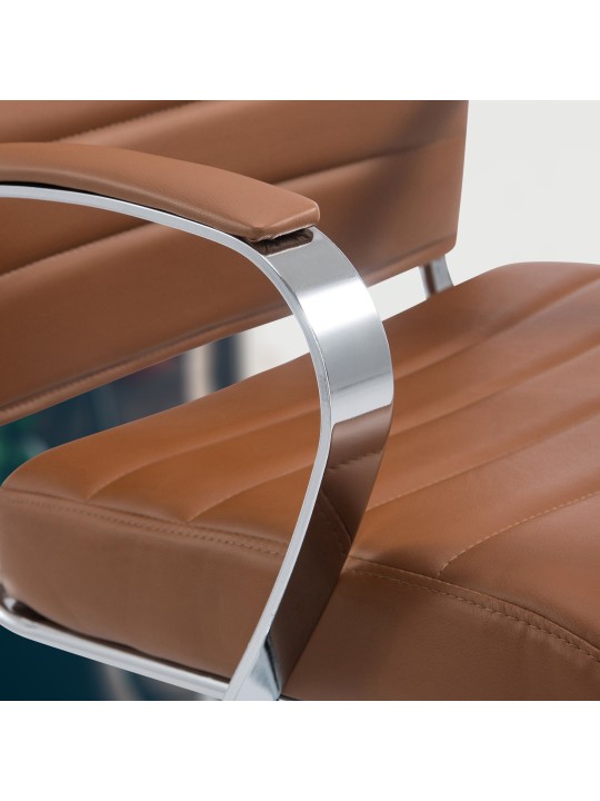 Cadeira de escritório em pele sintética Oakland, castanho claro
