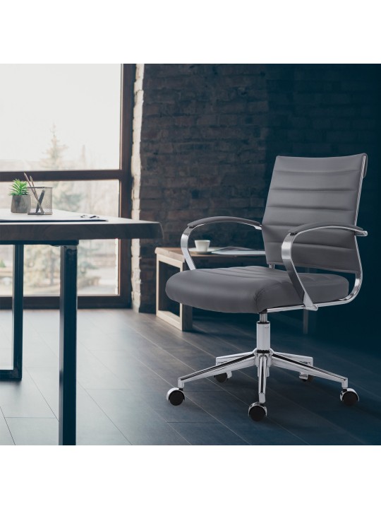 Cadeira de escritório em pele sintética Oakland, cinza
