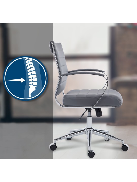 Cadeira de escritório em pele sintética Oakland, cinza