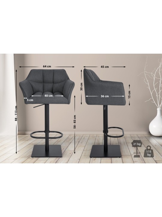 Banqueta alta Damaso B em feltro, cinza