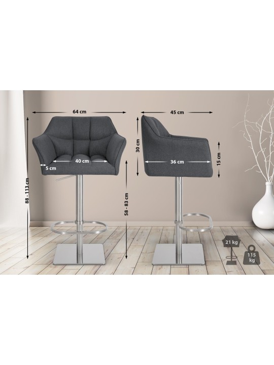 Banqueta alta Damaso E feltro, cinza