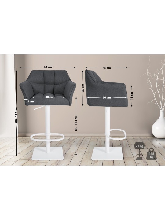 Banqueta alta Damaso W feltro, cinza