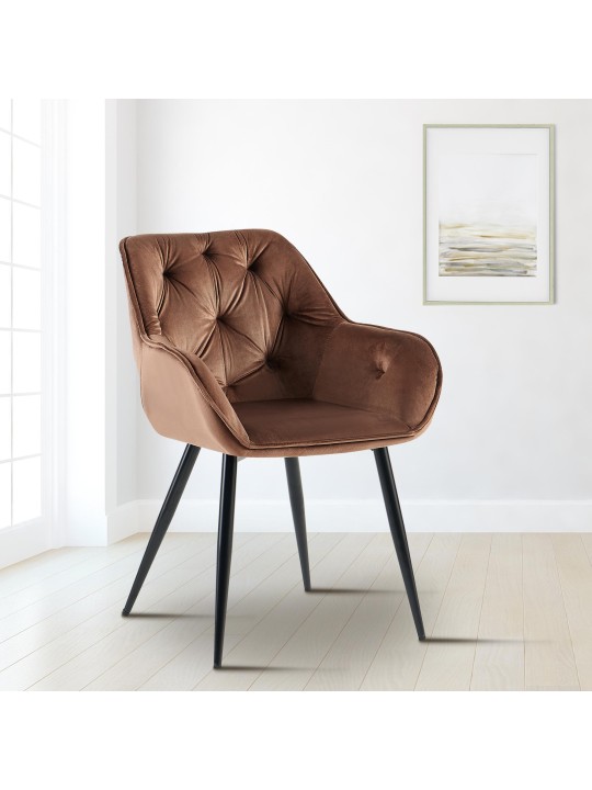 Cadeira para visitantes de veludo Cassis, castanho Cadeira para visitantes de veludo Cassis, castanho