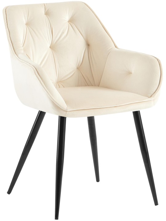 Cadeira para visitantes de veludo Cassis, creme