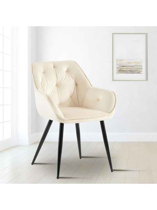 Cadeira para visitantes de veludo Cassis, creme