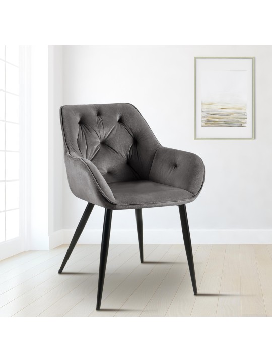 Cadeira para visitantes de veludo Cassis, cinza escuro