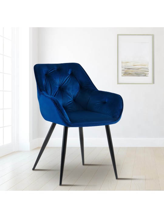 Cadeira para visitantes de veludo Cassis, azul