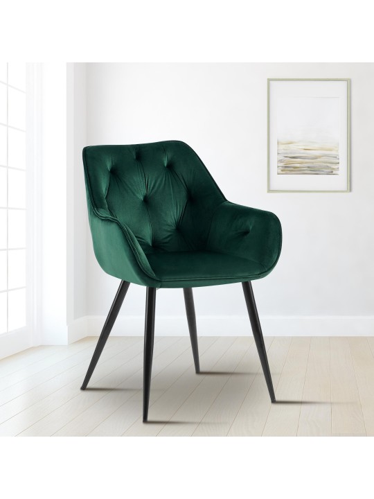 Cadeira para visitantes de veludo Cassis, verde
