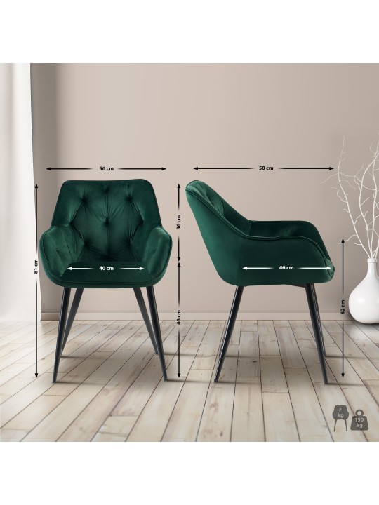 Cadeira para visitantes de veludo Cassis, verde