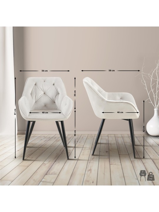 Conjunto de 2 cadeiras de jantar Cassis, cinza claro