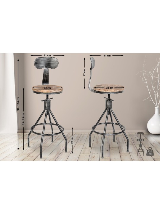 Banqueta alta Hanam, prata antiga